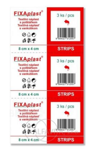 Fixaplast Strips 8 x 4 cm 3 ks